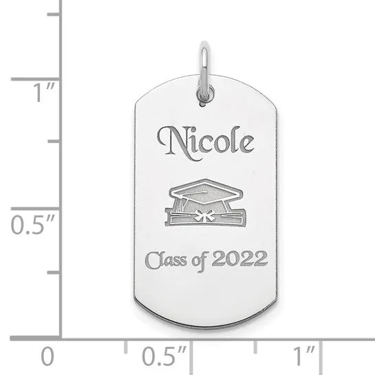 Sterling Silver Rhodiumplated Personalizable Graduation Dog Tag Charm TreasureFineJeweler Rings Sterling Silver Rhodiumplated Personalizable Graduation Dog Tag Charm TreasureFineJeweler Rings