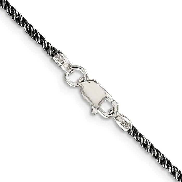 Sterling Silver Rutheniumplated 17mm Twisted Tight Wheat Chain TreasureFineJewelers Rings