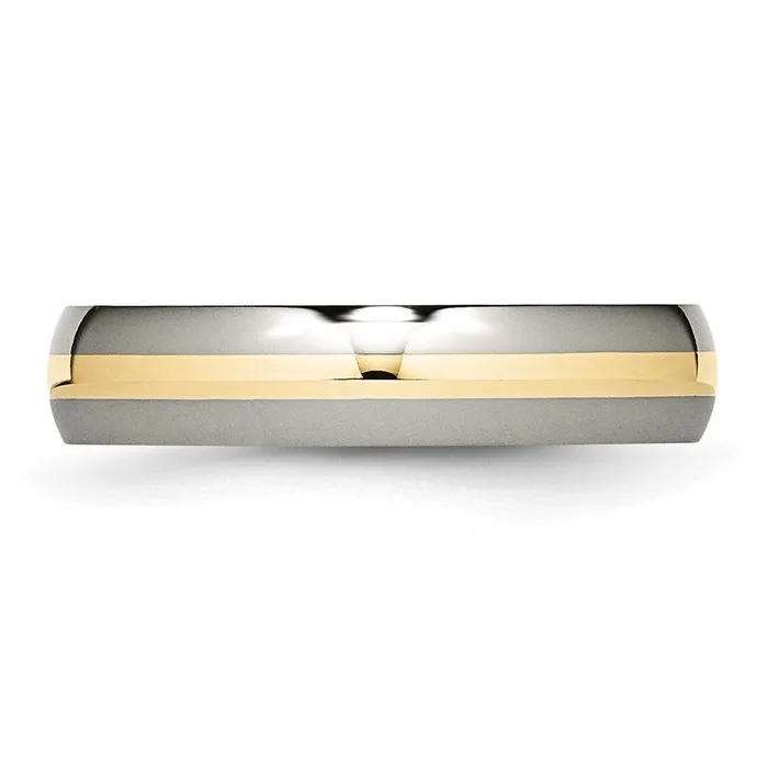 Titanium Polished w14k Yellow Gold Inlay 5mm Band TreasureFineJewelers Rings