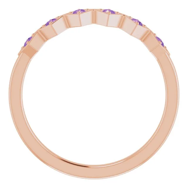 TreasureFineJeweler Rings 14K Rose Natural Amethyst Stackable Ring