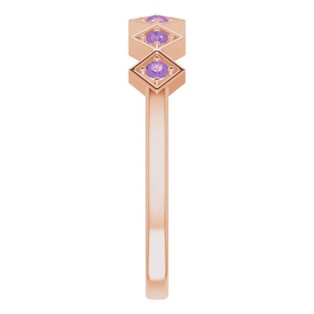 TreasureFineJeweler Rings 14K Rose Natural Amethyst Stackable Ring