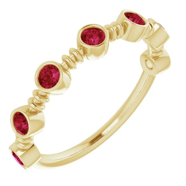 TreasureFineJeweler Rings 14K Yellow LabGrown Ruby BezelSet Ring