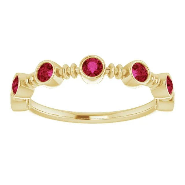 TreasureFineJeweler Rings 14K Yellow LabGrown Ruby BezelSet Ring
