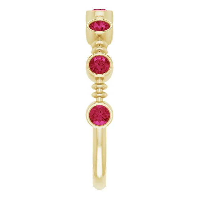 TreasureFineJeweler Rings 14K Yellow LabGrown Ruby BezelSet Ring