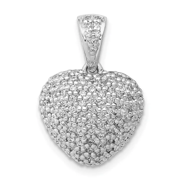 TreasureFineJewelers 14k White Gold 38ct Diamond Heart Pendant Necklaces TreasureFineJewelers 14k White Gold 38ct Diamond Heart Pendant Necklaces