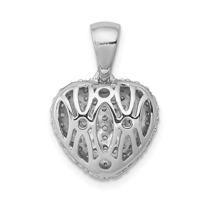 TreasureFineJewelers 14k White Gold 38ct Diamond Heart Pendant Necklaces