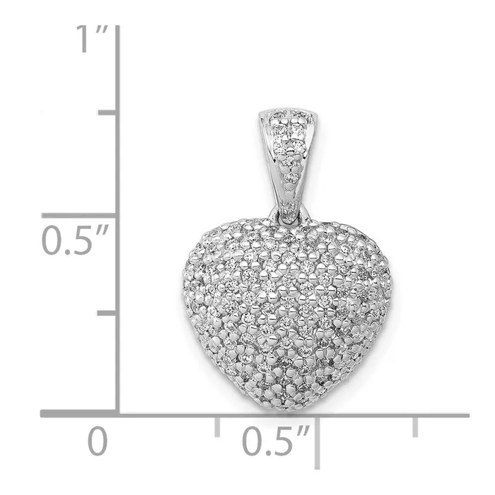 TreasureFineJewelers 14k White Gold 38ct Diamond Heart Pendant Necklaces