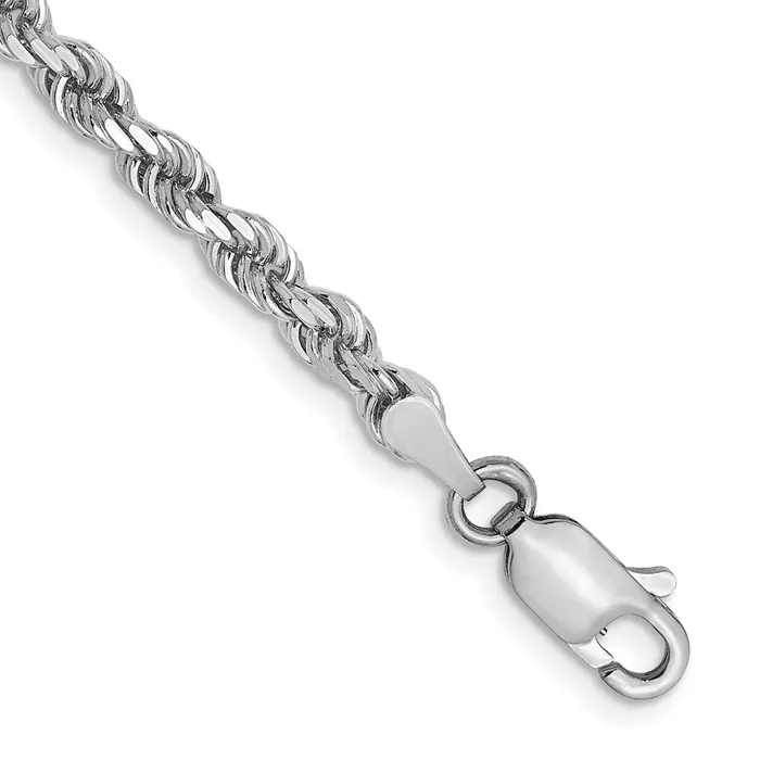 TreasureFineJewelers 14K White Gold 3mm Diamond cut Rope Chain Rings