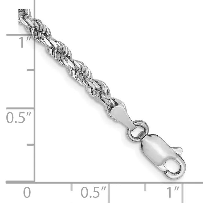 TreasureFineJewelers 14K White Gold 3mm Diamond cut Rope Chain Rings