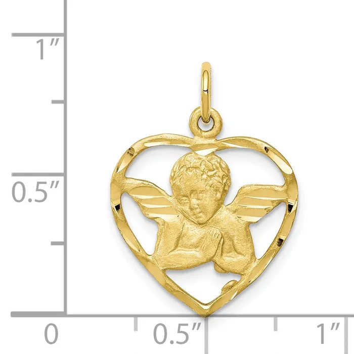 TreasureFineJewelers Charm Necklaces 10K Angel Heart Charm