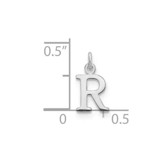 TreasureFineJewelers Charm Necklaces 10k White Gold Cutout Letter R Initial Charm