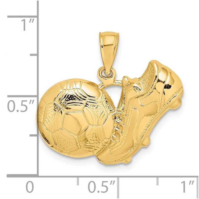 TreasureFineJewelers Charm Necklaces 14k Soccer Shoe Kicking Ball Charm