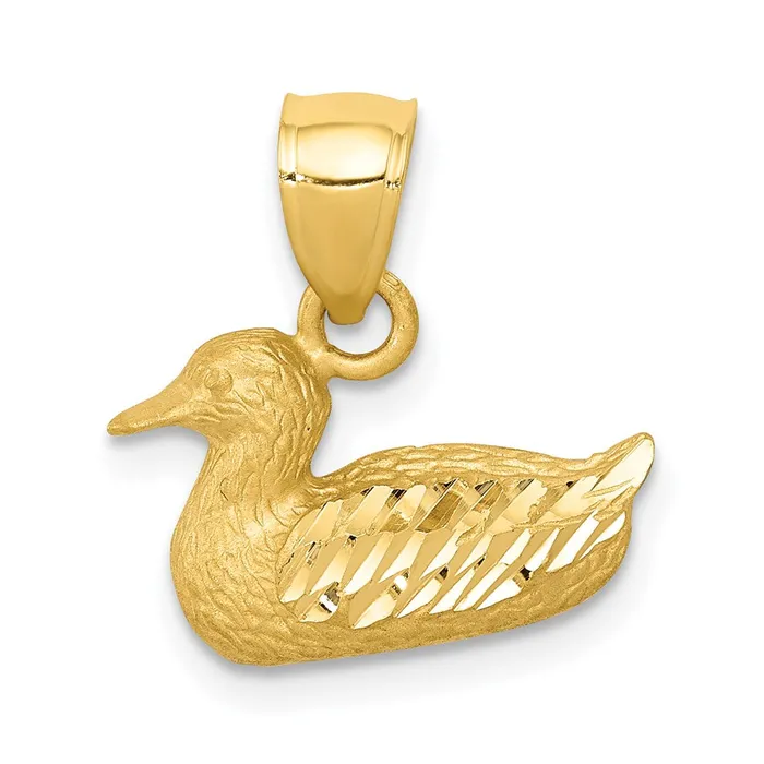 TreasureFineJewelers Necklaces 14K Diamondcut Duck Pendant