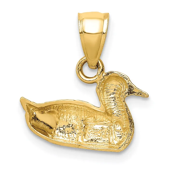 TreasureFineJewelers Necklaces 14K Diamondcut Duck Pendant