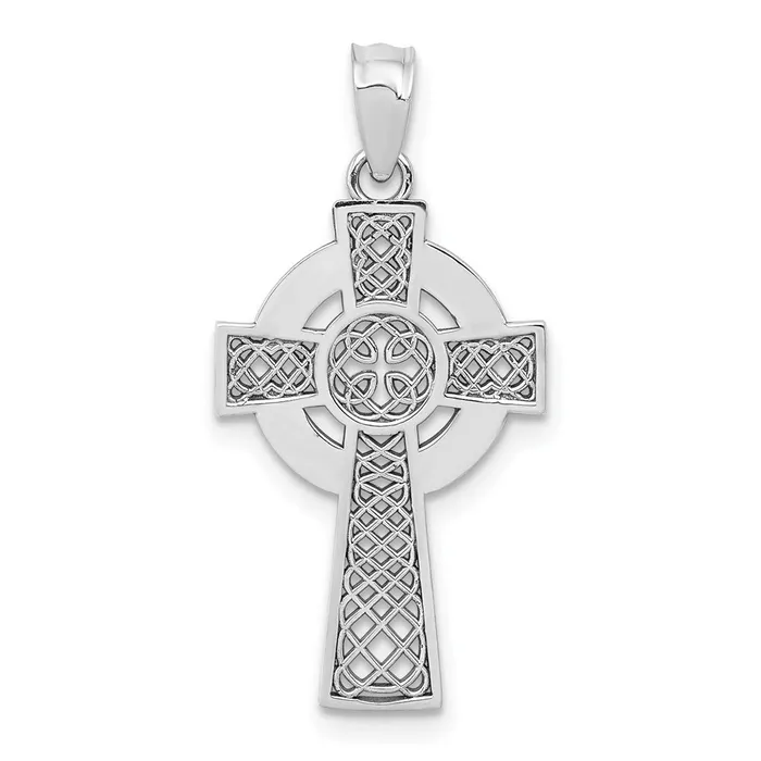 TreasureFineJewelers Necklaces 14k White Gold Celtic Cross Pendant