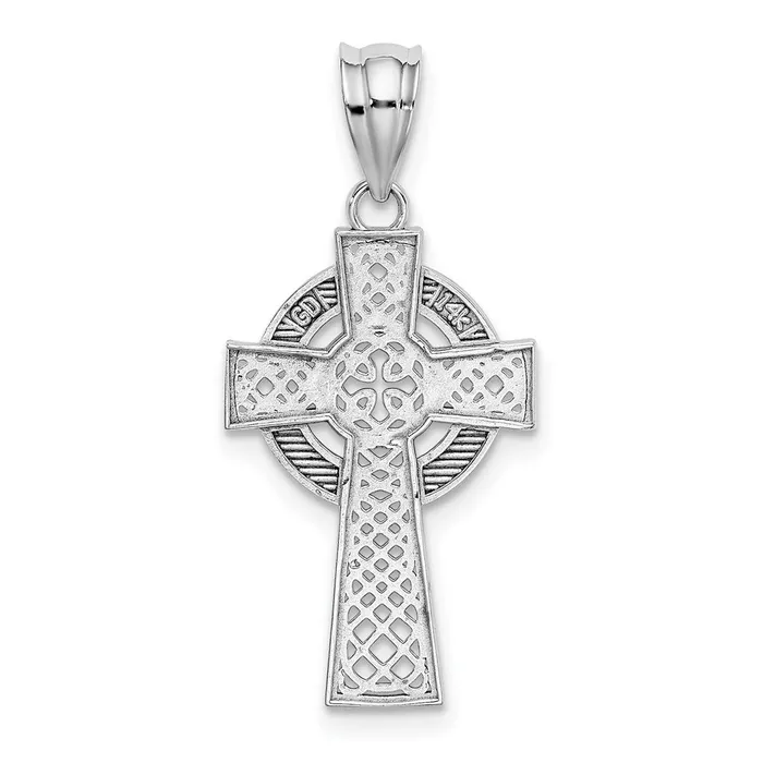TreasureFineJewelers Necklaces 14k White Gold Celtic Cross Pendant