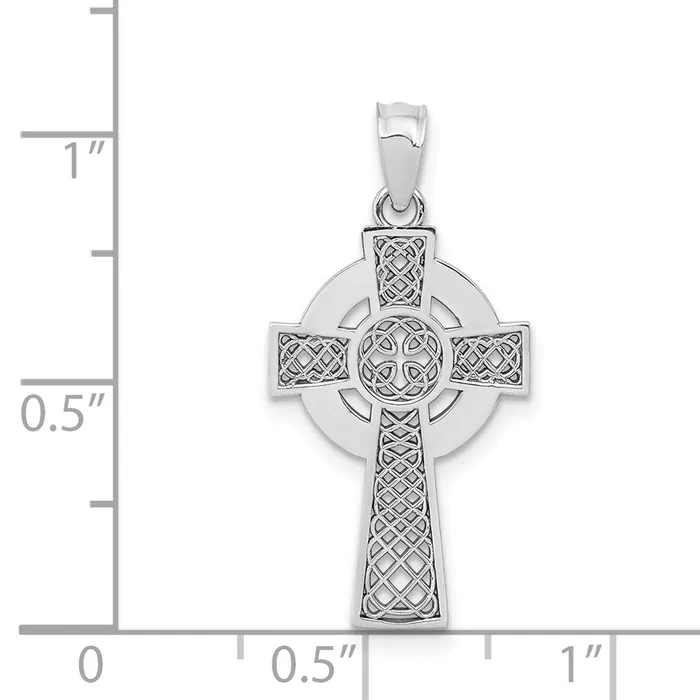 TreasureFineJewelers Necklaces 14k White Gold Celtic Cross Pendant