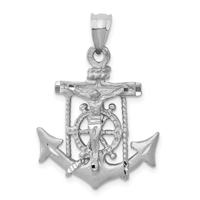 TreasureFineJewelers Necklaces 14k White Gold Mariners Cross Pendant