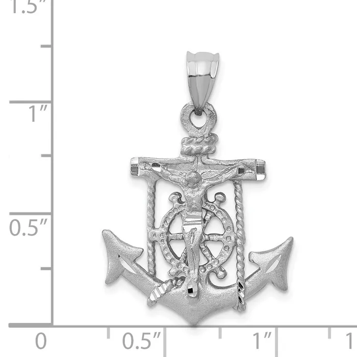 TreasureFineJewelers Necklaces 14k White Gold Mariners Cross Pendant
