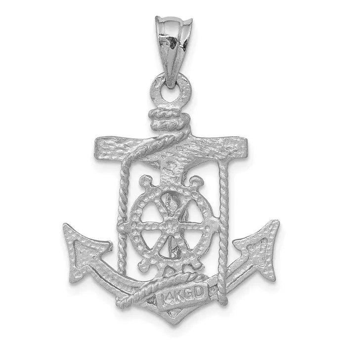 TreasureFineJewelers Necklaces 14k White Gold Mariners Cross Pendant