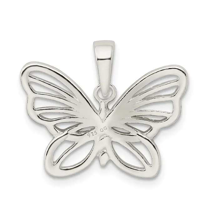 TreasureFineJewelers Necklaces Sterling Silver Diamondcut Butterfly Pendant