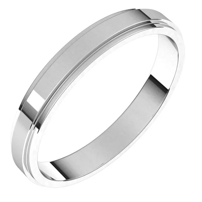 TreasureFineJewelers Rings 10K White Gold 3 mm flat edge Wedding Band
