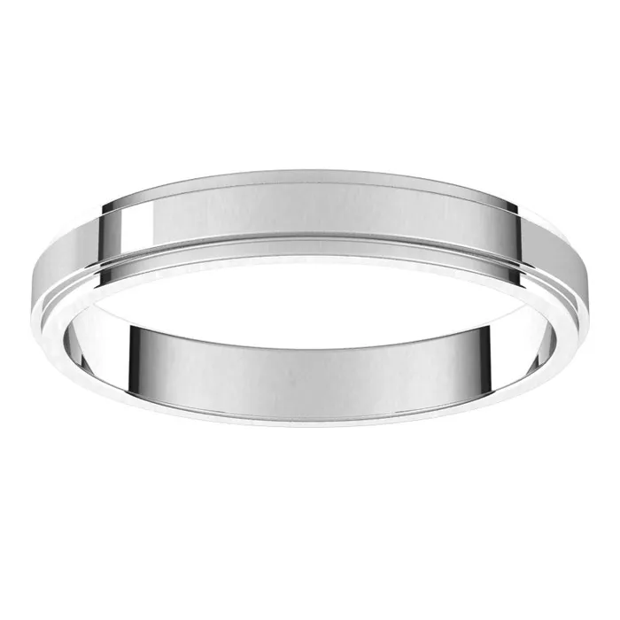 TreasureFineJewelers Rings 10K White Gold 3 mm flat edge Wedding Band