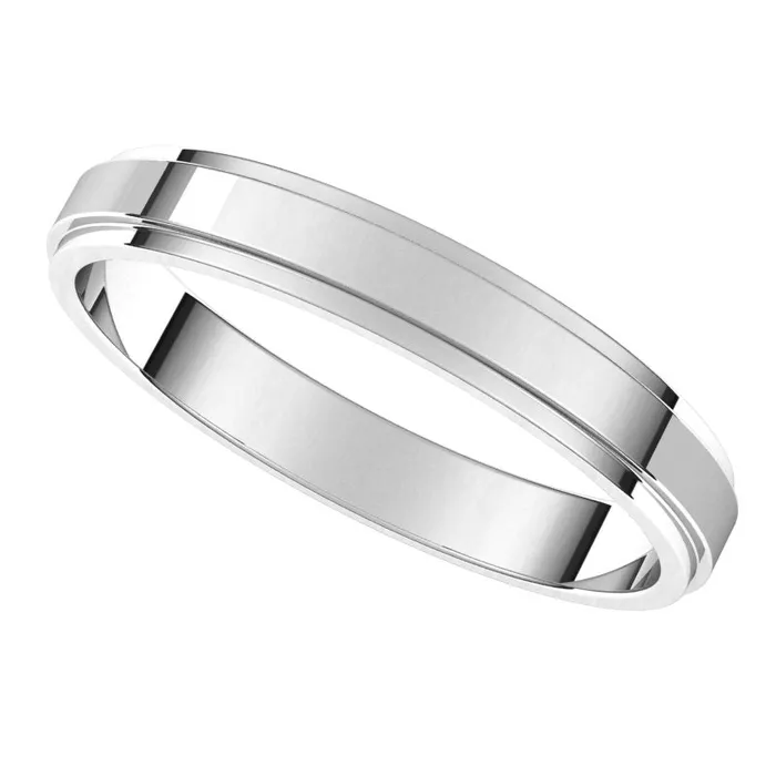 TreasureFineJewelers Rings 10K White Gold 3 mm flat edge Wedding Band