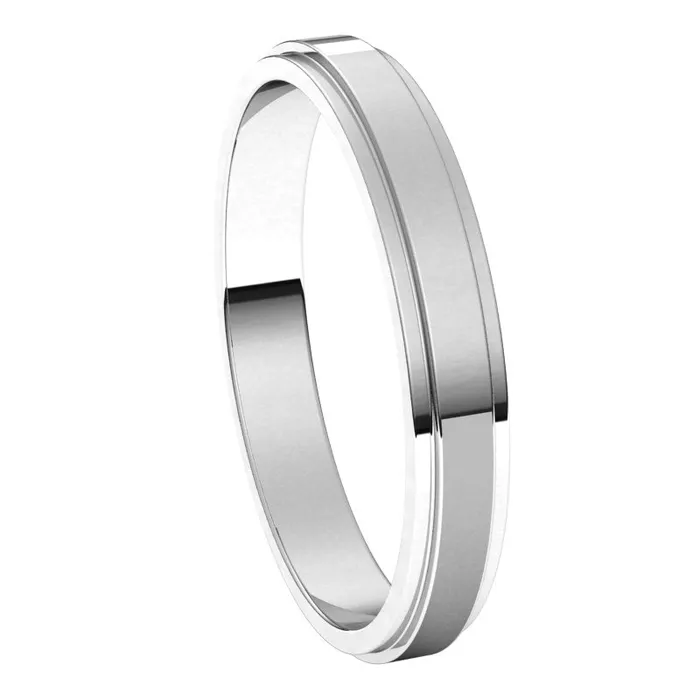 TreasureFineJewelers Rings 10K White Gold 3 mm flat edge Wedding Band