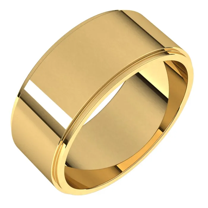 TreasureFineJewelers Rings 10K Yellow Gold 8 mm flat edge Wedding Band