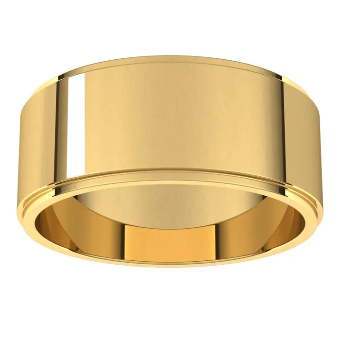 TreasureFineJewelers Rings 10K Yellow Gold 8 mm flat edge Wedding Band