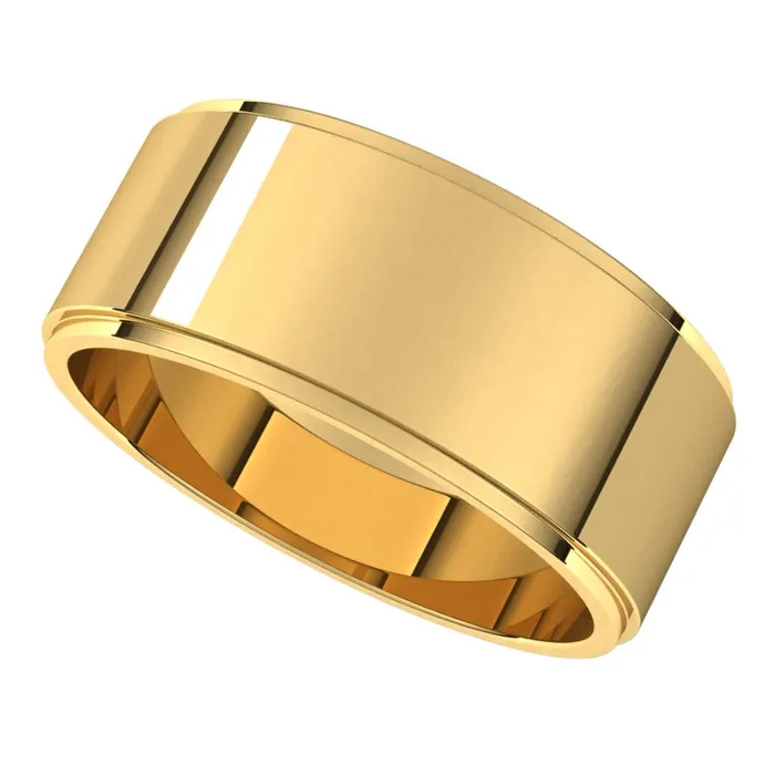 TreasureFineJewelers Rings 10K Yellow Gold 8 mm flat edge Wedding Band