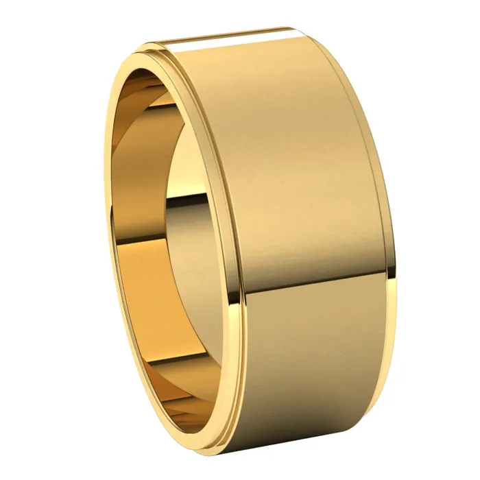 TreasureFineJewelers Rings 10K Yellow Gold 8 mm flat edge Wedding Band