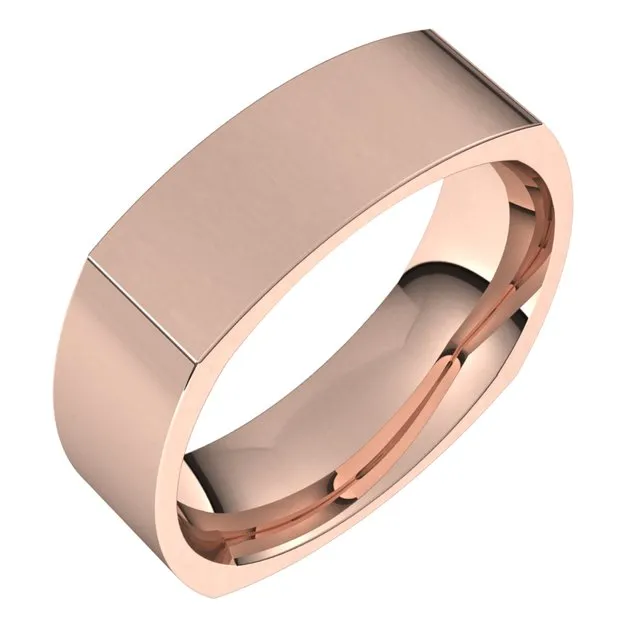 TreasureFineJewelers Rings 14K Rose Gold 6 mm Square Comfort Fit Wedding Band TreasureFineJewelers Rings 14K Rose Gold 6 mm Square Comfort Fit Wedding Band
