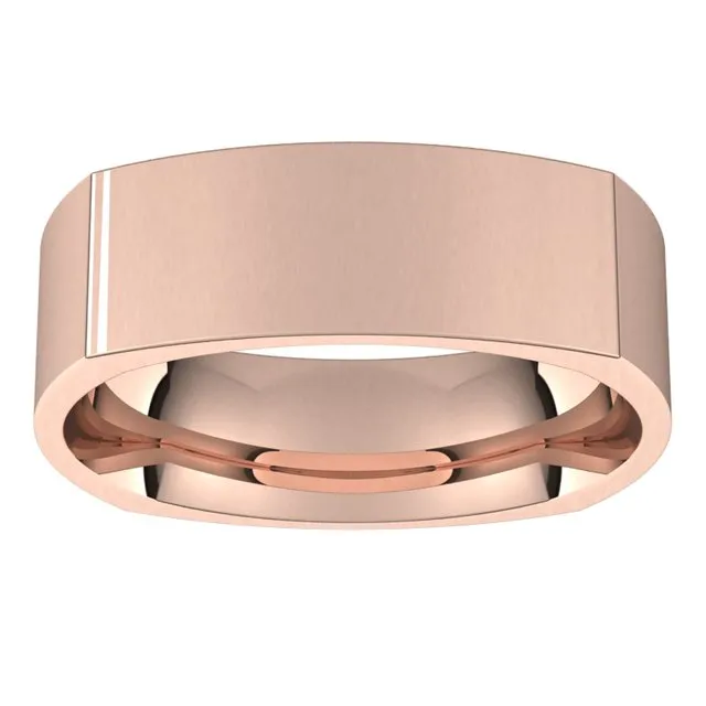 TreasureFineJewelers Rings 14K Rose Gold 6 mm Square Comfort Fit Wedding Band