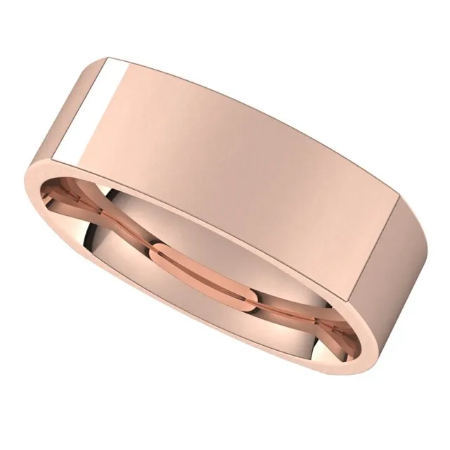 TreasureFineJewelers Rings 14K Rose Gold 6 mm Square Comfort Fit Wedding Band