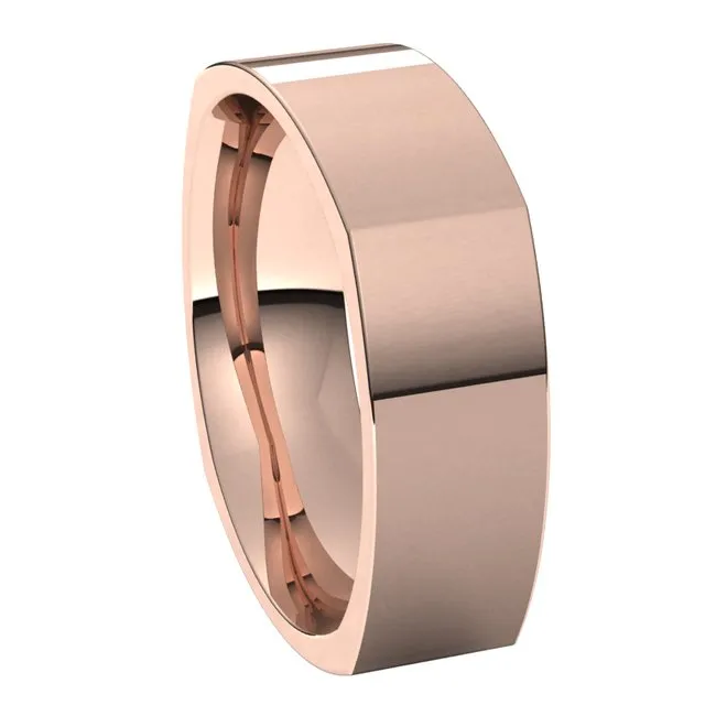 TreasureFineJewelers Rings 14K Rose Gold 6 mm Square Comfort Fit Wedding Band