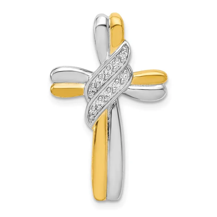 TreasureFineJewelers Rings 14k Twotone Diamond Cross Pendant