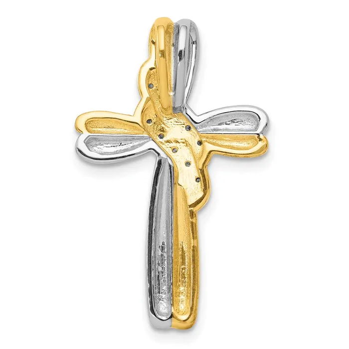 TreasureFineJewelers Rings 14k Twotone Diamond Cross Pendant
