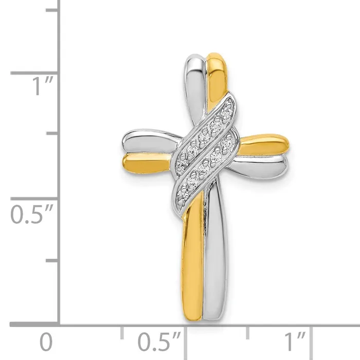 TreasureFineJewelers Rings 14k Twotone Diamond Cross Pendant