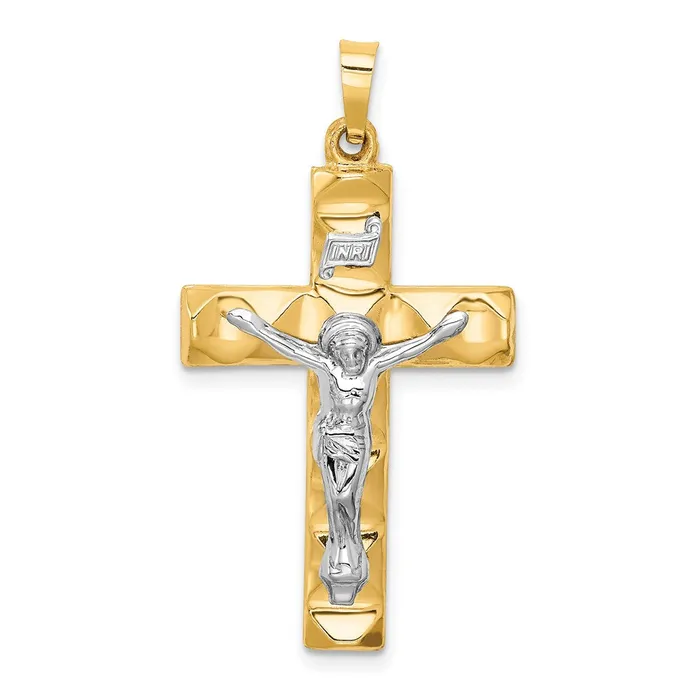 TreasureFineJewelers Rings 14k Twotone Hollow Polished Textured Latin Crucifix TreasureFineJewelers Rings 14k Twotone Hollow Polished Textured Latin Crucifix