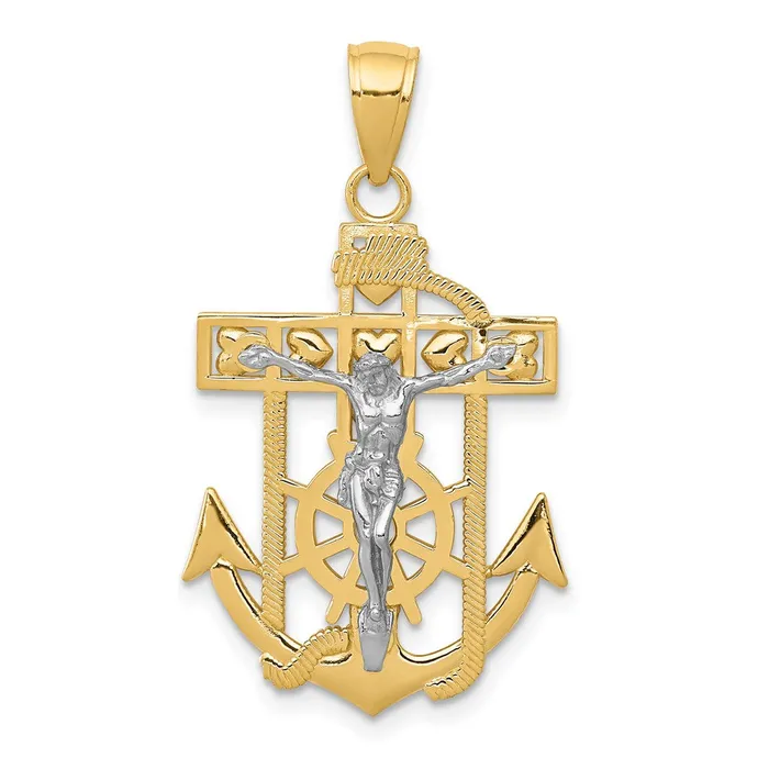 TreasureFineJewelers Rings 14k Twotone Mariners Crucifix Pendant