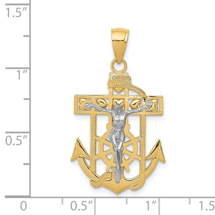 TreasureFineJewelers Rings 14k Twotone Mariners Crucifix Pendant