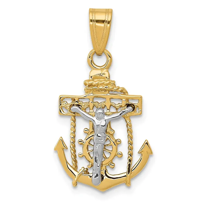 TreasureFineJewelers Rings 14k Twotone Mariners Cross Pendant