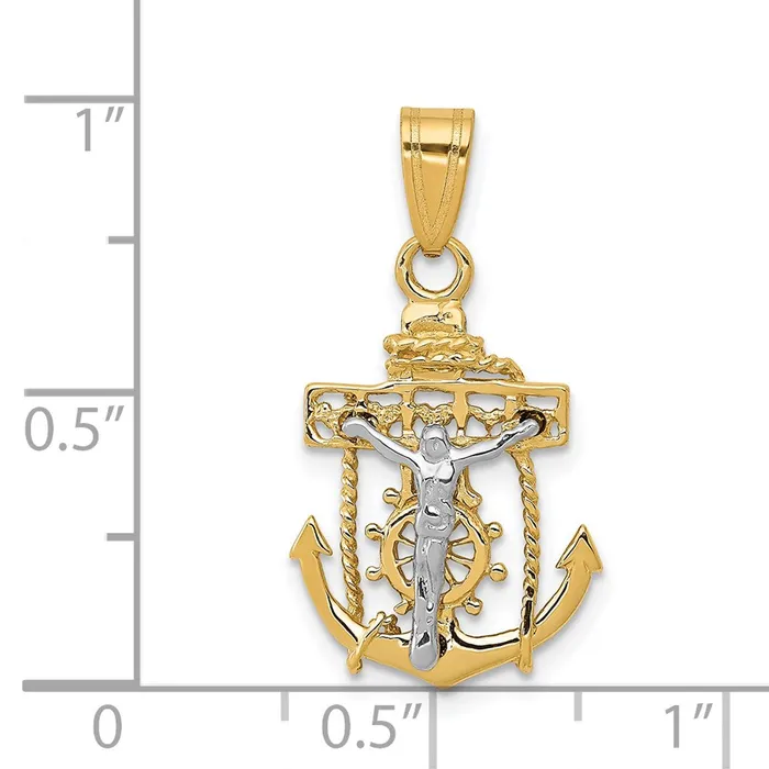 TreasureFineJewelers Rings 14k Twotone Mariners Cross Pendant