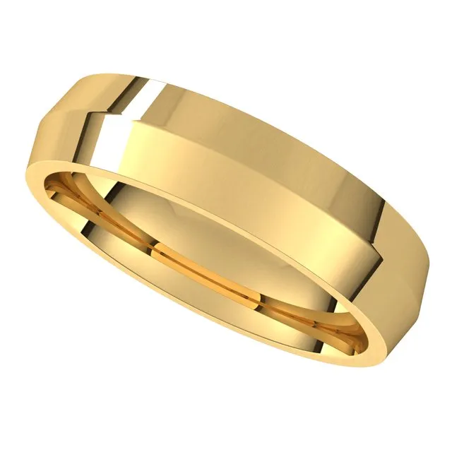 TreasureFineJewelers Rings 18K Yellow Gold 5 mm Knife Edge Comfort Fit Wedding Band