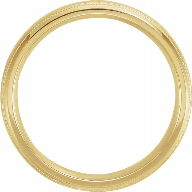 TreasureFineJewelers Rings 18K Yellow Gold 6 mm Half Round ComfortFit Band With Milgrain