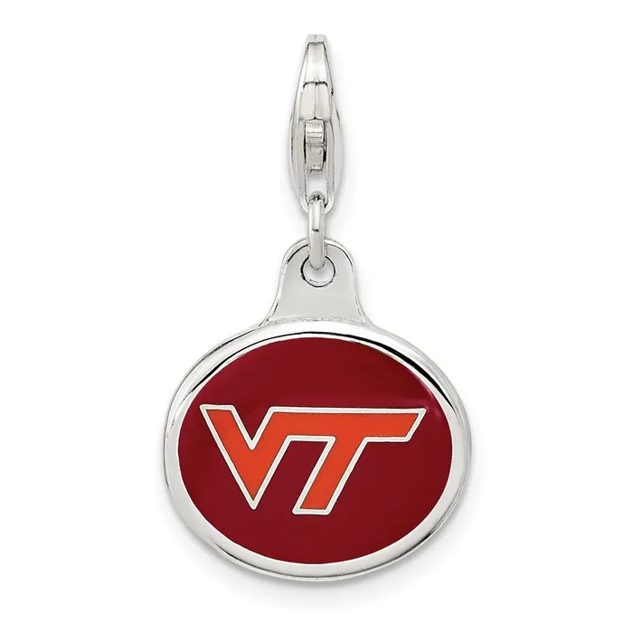 TreasureFineJewelers Rings Amore La Vita Sterling Silver Rhodiumplated Polished Enameled Virginia Tech University Charm with Fancy Lobster Clasp TreasureFineJewelers Rings Amore La Vita Sterling Silver Rhodiumplated Polished Enameled Virginia Tech University Charm with Fancy Lobster Clasp