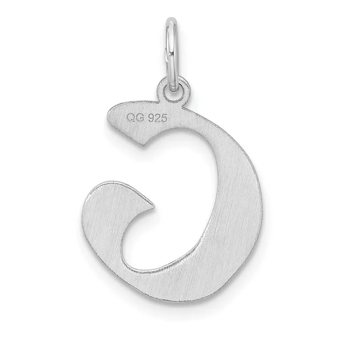 TreasureFineJewelers Rings Small Sterling Silver Rhodiumplated Artisan Block Letter G Initial Charm