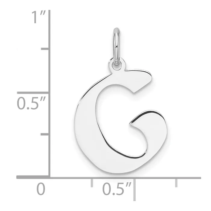 TreasureFineJewelers Rings Small Sterling Silver Rhodiumplated Artisan Block Letter G Initial Charm